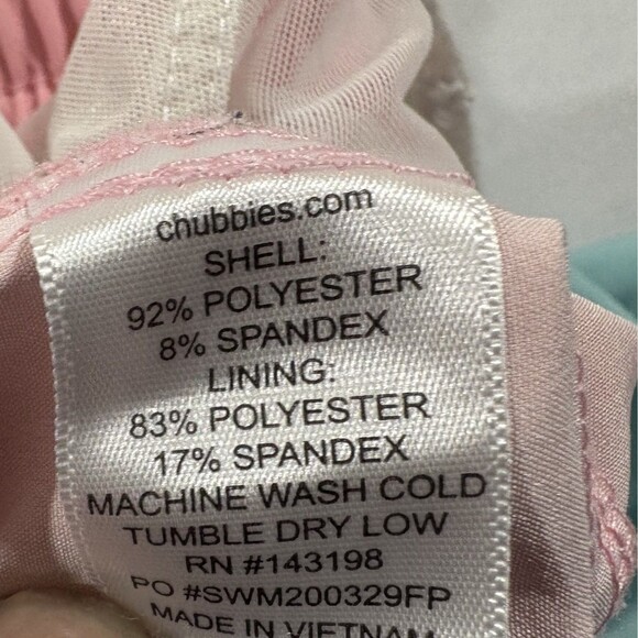 Chubbies Swim Trunks Adult Mens Pink White Blue Stripe Mesh Line 5.5" Shorts XL - Picture 7 of 8